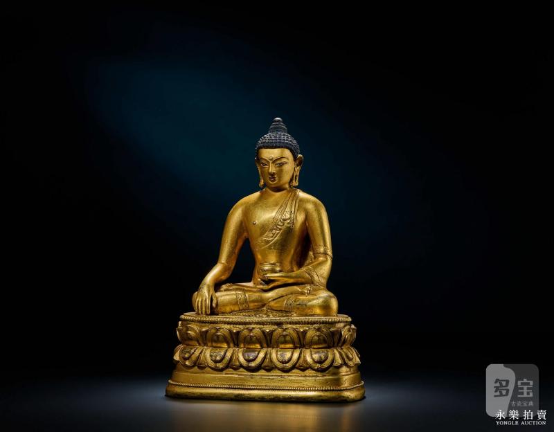 18世纪 （蒙古扎纳巴扎尔风格）铜鎏金释迦牟尼 - 图3